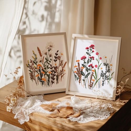 COCOMOX Floral Embroidery Kit for Beginners, Cross Stitch Practice Kits - color: Floral pattern