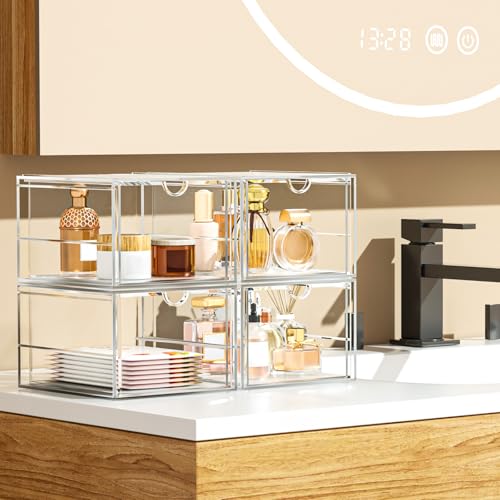 caktraie 4-Drawer Acrylic Storage Organizer for Desk, Crafts,Vanity - size: 4 Drawers