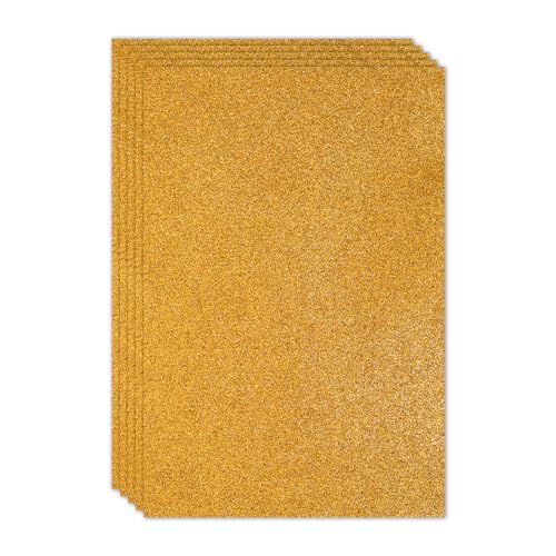 PATIKIL Golden Shiny EVA Glitter Foam Sheet 11.8 x 7.9 Inch 2mm Thick Sparkle EVA Glitter Felt for Crafts DIY Project, 5 Pcs - color: Golden