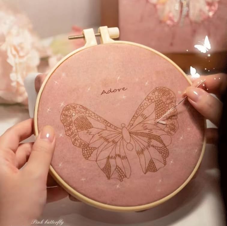 Bead Embroidery Kit for Adults with Instructions Video and Gift Box - color: Pink-Advanced