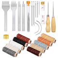 Cridoz 35 Pcs Leather Pouch Kit with Hole Punch, Sewing Tools, Waxed Thread and Large-Eye Stitching Needles for Beginner Crafting Projects