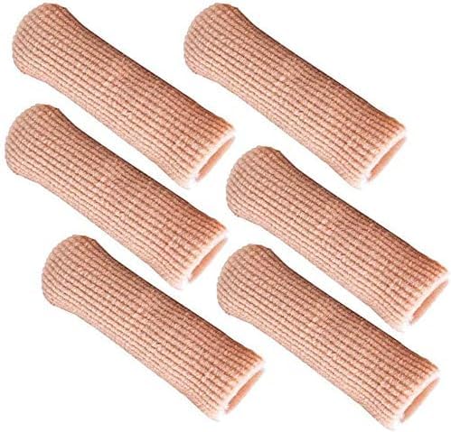 Sohler 6 Packs Closed Toe Caps Finger Covers Sleeve Protectors, Elastic Fabric Lined with Soft Gel (Medium 9/16" x 2-1/2") - size: Medium 9/16"x 2-1/2"