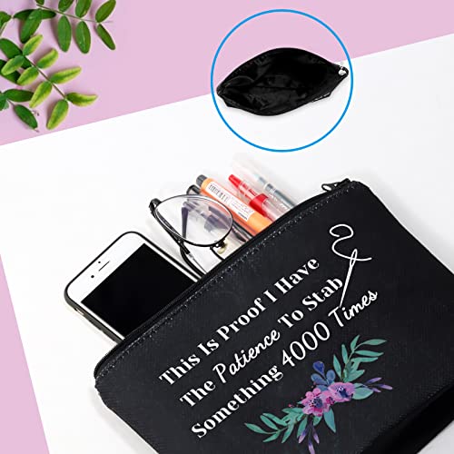 GJTIM Cross Stitch Gift Cross Stitch Project Bag This Is Proof I Stab Something 4000 Times Sewing Project Bag - color: Sth. 4000 Times Black