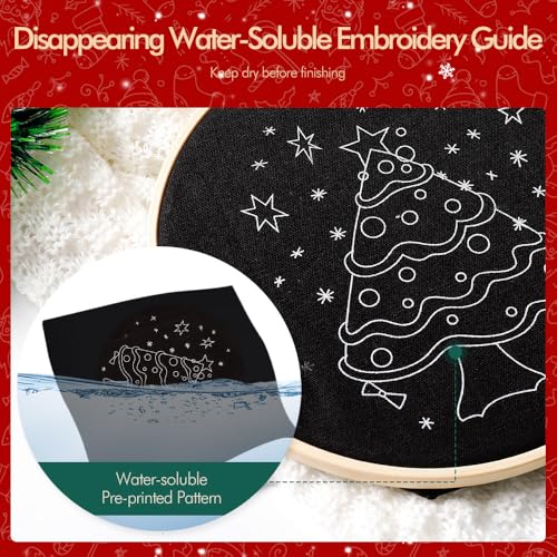 wtisan Christmas Embroidery Kit, Cross Stitch Kits for Beginners, Needlepoint with All Tools & Instructions, Stamped Hand Embroidery Starter Kit for Holiday Crafts & Xmas Home Decor, W16 - color: W16, size: 1 Pack