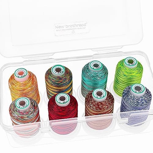 New brothread 8 Spools Embroidery Machine Thread with Box Variegated Color2 - color: Variegated Color2