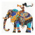Zhenqing Elephant and Girl Stamped Cross Stitch Kit for Beginners, 11CT Printed Full Coverage Boho Elephant with Horn Player Pattern, 50 x 50 cm DIY Animal Embroidery Needlework Set, No Hoop Needed - color: Boho Elephant Melody
