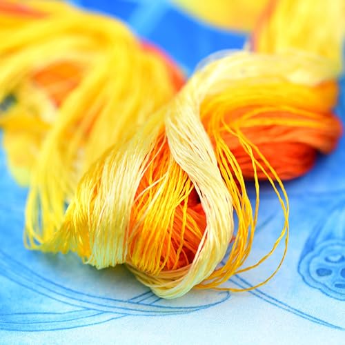 Natural Mulberry Silk Embroidery Thread – Yellow, 110m Each, Handmade Silk Floss for Hand Embroidery, Satin & Fringe Embroidery Thread（08） - color: 08