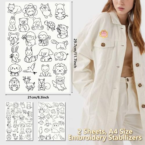 CRASPIRE 50Pcs Sea Animals Water Soluble Embroidery Patterns Ocean Summer Turtle Hand Sewing Stick and Stitch Transfers Paper Stabilizers Wash Away Pre-Printed Self Adhesive for Cloth Sewing Lovers - style: Animals and Sea Animal