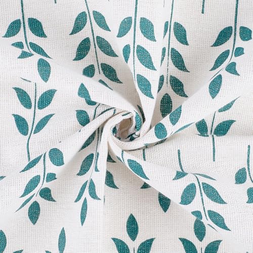 1.75 Yards Floral Patterned Fabrics Rectangle Leaves Printed Light Colored Cloth Green Leaf Print Quilting Square Polycotton Fabric for Sewing Making Tablecloth Upholstery DIY Craft Supply - size: 1600MM, style: Leaf
