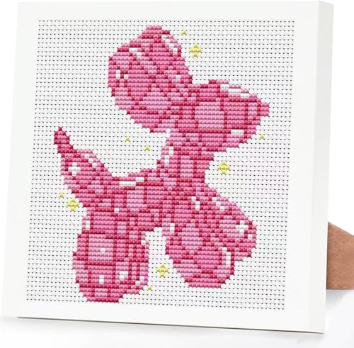Tiwabb Pink Dog Stamped Cross Stitch Kits for Adults Beginners with Frame - color: Dog Cross Stitch with Frame