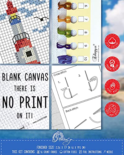 Povitrulya Counted Cross Stitch Kit - DIY Kits for Adults ors - Funny Embroidery Bookmark - Easy to Use - Craft Collection - Lighthouse - color: Lighthouse