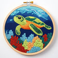 DIY Punch Needle Kits Green Sea Turtle with Hoop 20x20cm-5 - color: 02-Sea Turtle