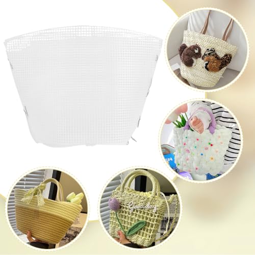 WADORN 2 Sets Clear Mesh Plastic Canvas Sheets for Embroidery, Blank Needlepoint Canvas Sheets for Crochet Bucket Bag Making Acrylic Yarn Knit Crochet Projects DIY Handmade Bag Weaving Kit, White - color: White