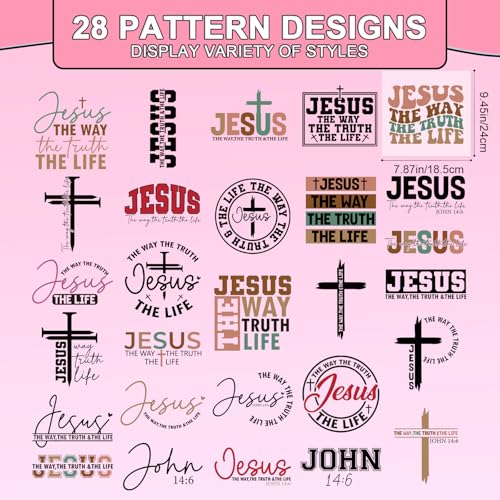 Rngmsi Dtf Transfers Ready to Press - 28 Pcs Bible Verse Christian Iron on Patches for T-Shirts, Cross Religious Iron on Stickers Heat Transfer Vinyl Decals for DIY Fabric Clothes Decor - style: Christian Bible Verse