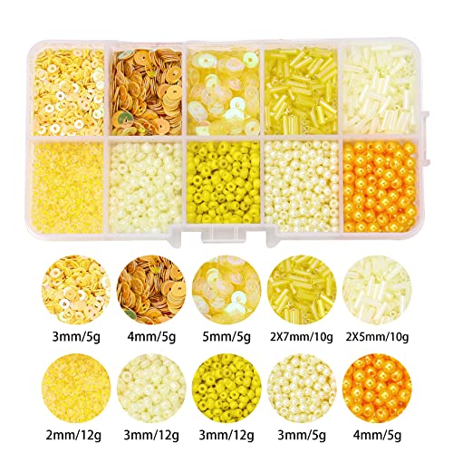 Yellow Glass Seed Bugle Tube Beads for Jewelry Making - color: yellow
