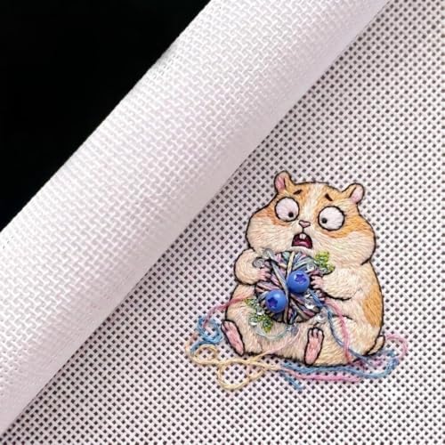Mono Deluxe Needlepoint Canvas, 17" x 20", 100% Cotton Rolled Blank Cross Stitch Fabric, Rolled for No Crease, White (18 mesh)