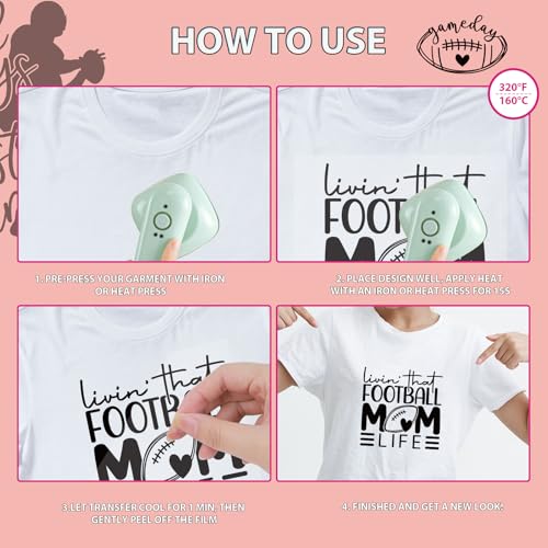 Dtf Transfers Ready to Press - 20Pcs Football Iron on Transfer for Tshirts, Sports Game Day Iron on Decals Patches, Football Mom Heat Sublimation Stickers for DIY Cheer Tshirts Clothing Bags - color: Football027