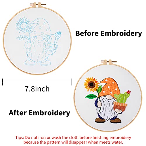 Nuberlic Embroidery Kit for Beginners Adults with Gnome Pattern - color: Kit 1