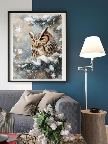 Moohue 14CT Counted Cross Stitch Kits for Adults Printed Stamped Cross Stitch Patterns Kits Cross Stitch Supplies (Winter Animal Owl) - color: Winter Animal Owl
