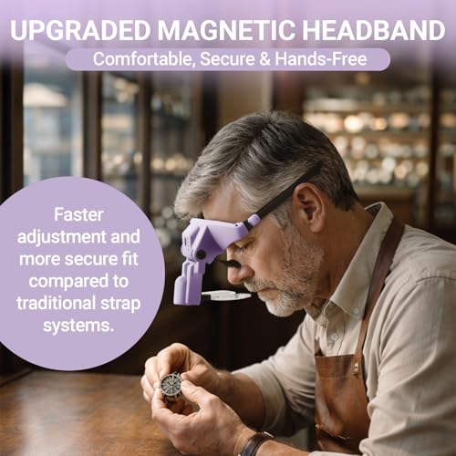 YOCTOSUN Magnifying Glass with Light, 1.0X–4.0X Headband Magnifier - color: Purple