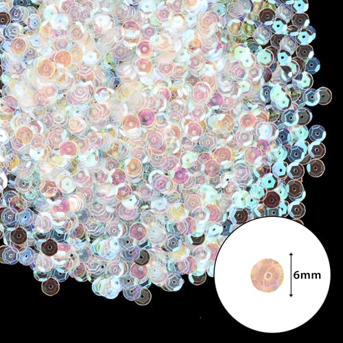 Mandala Crafts 6mm Cup Round AB Iridescent Sequins for Sewing Embroidery - color: AB Iridescent, size: 6mm Cup Sequins