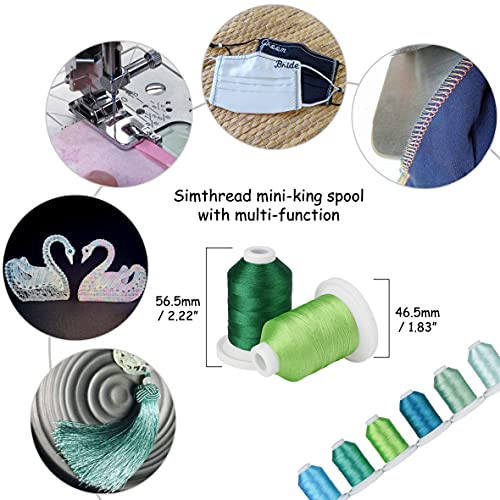 Simthread Embroidery Thread with Storage Box - 800 Yards/Spools - color: Turquoise and Mint Green