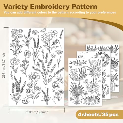 30Pcs Lavender Daisy Flower Water Soluble Hand Sewing Stabilizers - style: Daisy Lavender