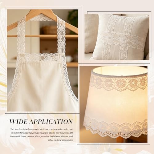 Lace Trim Ribbon, 10-Yard White Lace Ribbon,2.7 Inch Width White Laces Trims Delicate Floral Pattern Ribbons for Crafts Sewing and Bridal Wedding Dress Applique Decorations - color: White009, Length: 10 Yard, Width: 2.7 inch