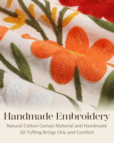 Embroidered Throw Pillow Covers 18x18 Inch, 2Pack, Flower Cluster - color: Flower Cluster, size: 18" x 18" (Pack of 2)