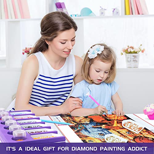 Diamond Painting Accessories Tray Organizer for Diamond Art Kits for Adults, Diamond Art Accessories Tools Kits, Diamond Art Storage Tray for Glitter Rhinestones, Diamond Bead Organizer Tray - color: 6 Slots Trays (Purple)