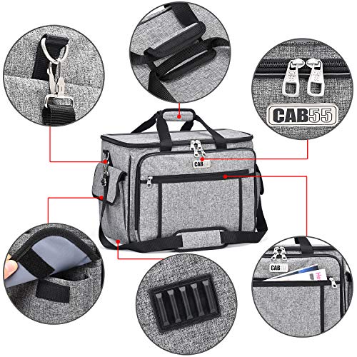 CAB55 Sewing Machine Case - Carrying Bag with Removable Padding, Tote for Machine and Accessories - color: Gray