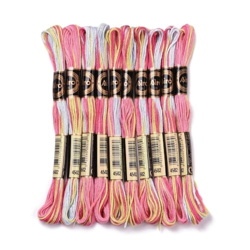 FASHEWELRY 10 Skeins Pastel Embroidery Floss Friendship Bracelet String Threads 6-Ply 0.5mm Cross Stitch Embroidery Thread for Sewing Bracelet Making Stitching Crafts - color: Pastel, size: 0.5mm