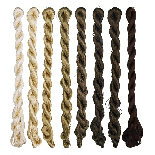 Natural Mulberry Silk Embroidery Thread, 8 Colors, 110m Each, Hand-Dyed Silk Floss for Detailed Needlework, Luxury Handmade Embroidery Set（12） - color: 12