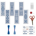 FREEBLOSS 6 Set Cross Stitch Bookmark Kit Bohemian Folk Pattern 8 * 2.4" - style: Victoria Pattern