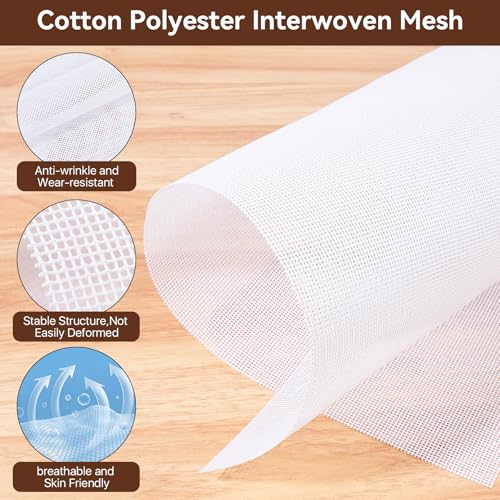 4 Pcs Needlepoint Canvas 14-Mesh, 20x20 Inch White Needle Point Canvas for Embroidery, Blank Polyester-Cotton Twist Interlock Needlepoint Mesh for DIY Handicraft Knit Crochet Projects