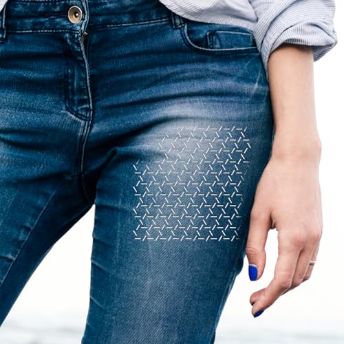 Sashiko Kit, Soluble Sashiko Stencil Sashiko Thread and Needles Embroidery Sashiko Patterns Sashiko Mending Washable Stencil for Beginners Sewing Craft