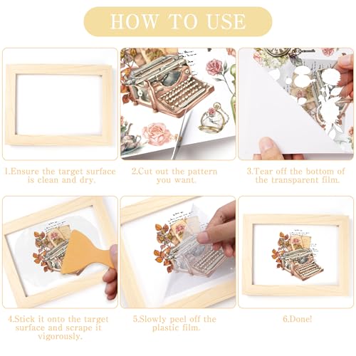 16 Pcs Vintage Floral Rub-On Transfers for Furniture & Crafts - style: Vintage Pink