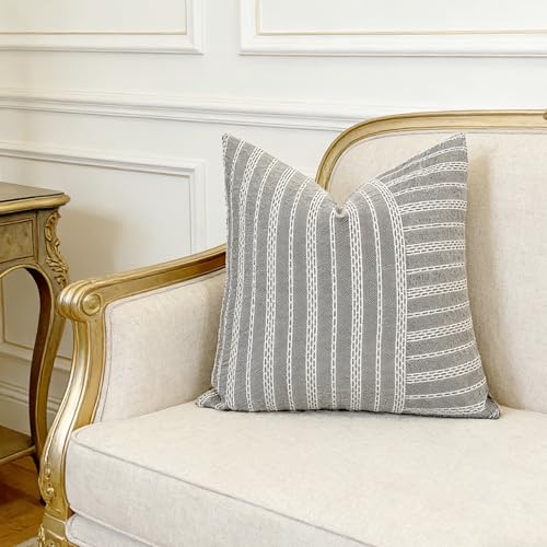 Slow Cow Square Throw Pillow Cover Stripe 18 x 18 Inches Black Beige - color: Mixd Black, size: 18" x 18" (Pack of 1)