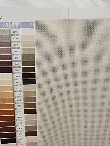 KCS 12" x 59" 18CT Counted Cotton Aida Cloth Cross Stitch Fabric (Pearl Gray vy it) - color: Pearl Gray Vy It