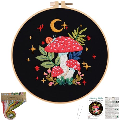 Nuberlic Mushroom Embroidery Kits for Beginner Adults - color: Kit 3