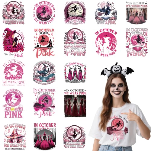 Halloween DTF Transfers Ready to Press, Iron on Decals for T-Shirts - color: Pink Halloween122