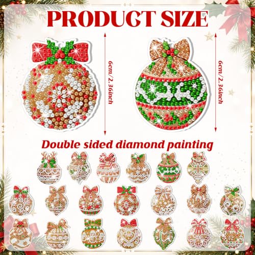 Tondiamo 20 Pcs Christmas Gingerbread Diamond Painting Keychains Kit - style: Gingerbread Lampball