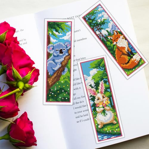 ORIGACH 6 Set Forest Animals Cross Stitch Bookmark Kit for Beginner - style: Forest Animals