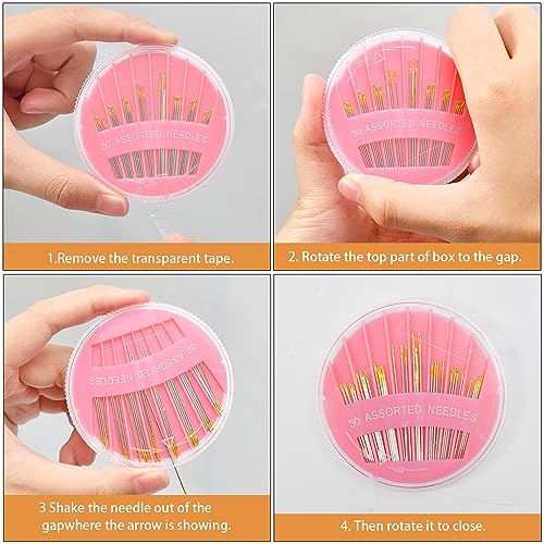 JollMono 30Pack Premium Sewing Needles for Hand Sewing Repair, 6 Sizes Assorted Needles with 2 Threaders, Hand Sewing Needles, Large Eye Stitching Needles, Embroidery Needles, Sewing Sharp Needles - color: 30 Pcs-P