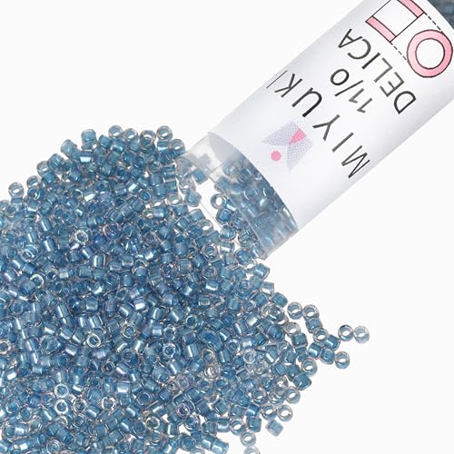 Miyuki Delica Seed Beads - color: DB1762 - Sparkle Sky Blue Lined Crystal AB
