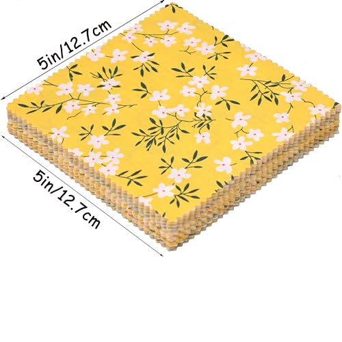 Nodsaw Charm Packs for Quilting 5 inch, Pre-Cuts Cotton Fabric Squares 5x5, 42 5-inch Charm Squares - for Quilting, Sewing, and Crafts, Yellow Series - color: Yellow