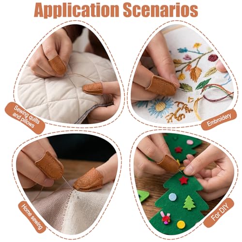 4Pcs Leather Thimbles for Hand Quilting Quilting Leather Finger Protector Coin Thimble Pads for Hand Sewing Embroidery Quiltings Knitting Pin Needles Craft DIY Tools(2 Sizes)