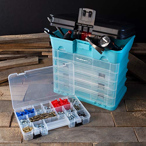 Stalwart Small Parts Organizer Box, Light Blue, 10-Inch - color: Blue
