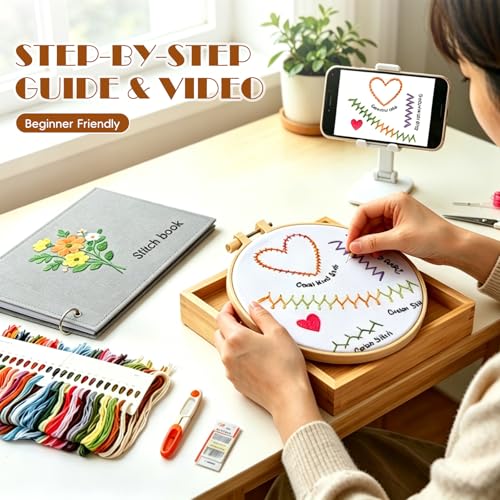 TITINICE Upgraded Embroidery Stitch Book Kit, Large-Format Learning Book