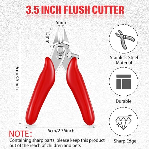 3 Packs 3. 5 Inch Wire Cutters Mini Soft Wire Snips Nippers Micro Cutter with Lock Flush Diagonal Cutting Pliers Small Flush Cut Pliers Jewelers Tools for Electronic(Red) - color: Red